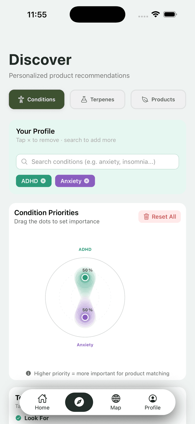 Melo conditions and priorities screen