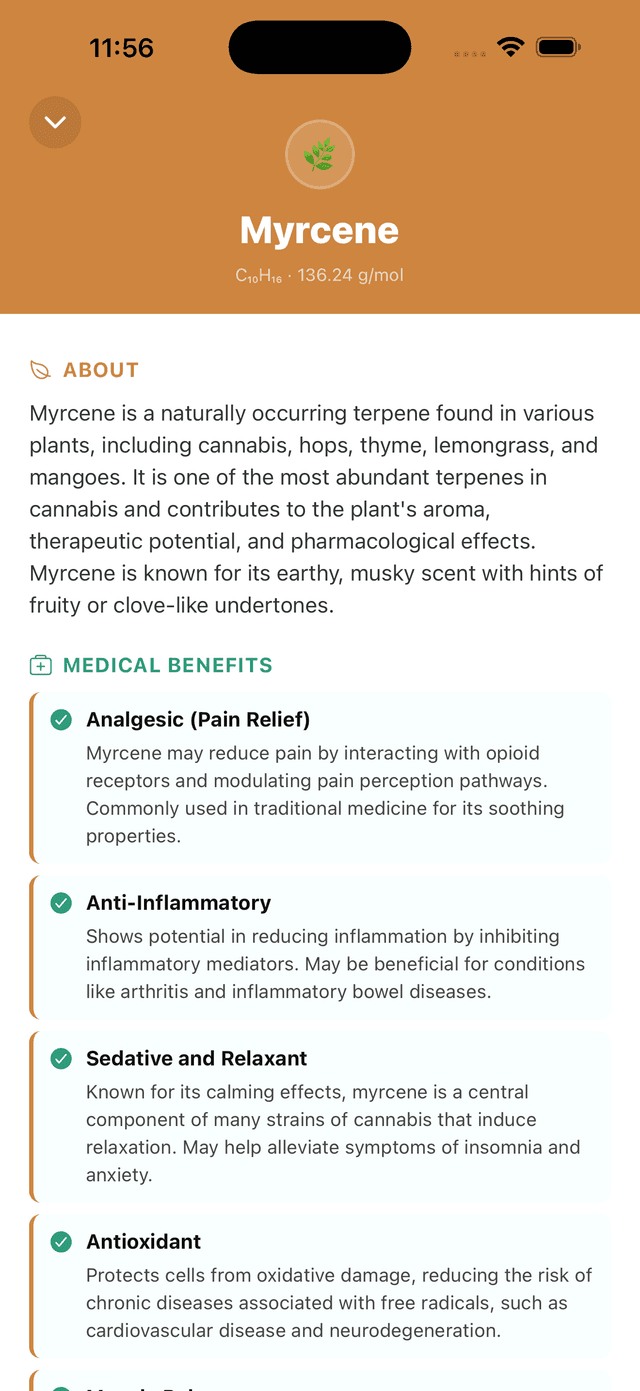 Melo terpene detail screen